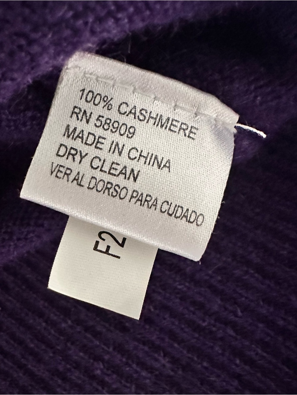 Alex Marie Women's 100% Cashmere V-Neck Sweater in Purple -M - Picture 5 of 8